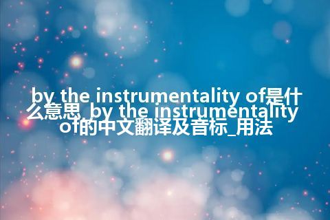 by the instrumentality of是什么意思_by the instrumentality of的中文翻译及音标_用法