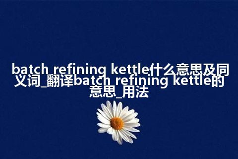 batch refining kettle什么意思及同义词_翻译batch refining kettle的意思_用法