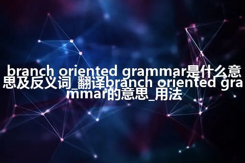 branch oriented grammar是什么意思及反义词_翻译branch oriented grammar的意思_用法
