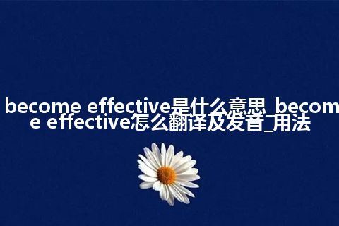 become effective是什么意思_become effective怎么翻译及发音_用法