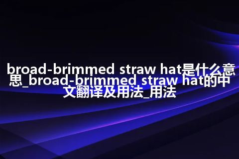 broad-brimmed straw hat是什么意思_broad-brimmed straw hat的中文翻译及用法_用法