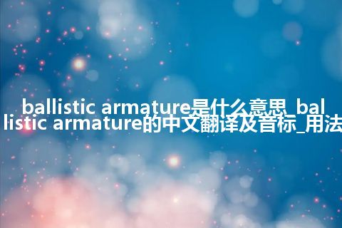ballistic armature是什么意思_ballistic armature的中文翻译及音标_用法