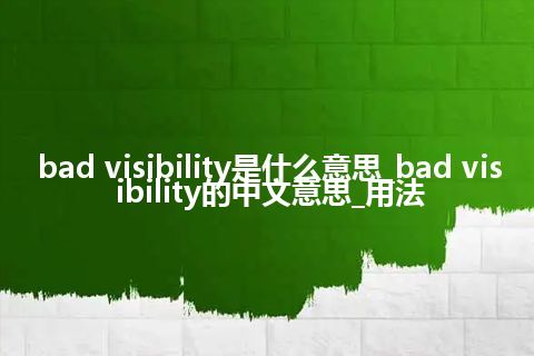 bad visibility是什么意思_bad visibility的中文意思_用法