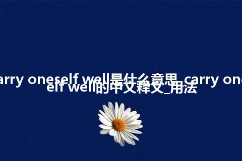 carry oneself well是什么意思_carry oneself well的中文释义_用法