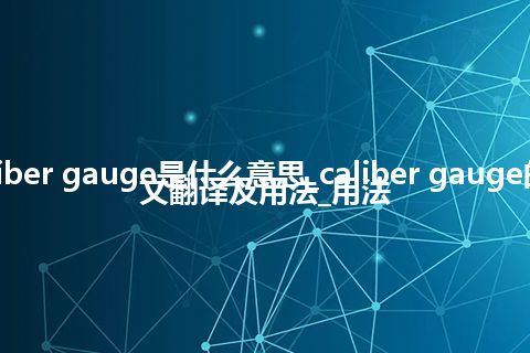 caliber gauge是什么意思_caliber gauge的中文翻译及用法_用法