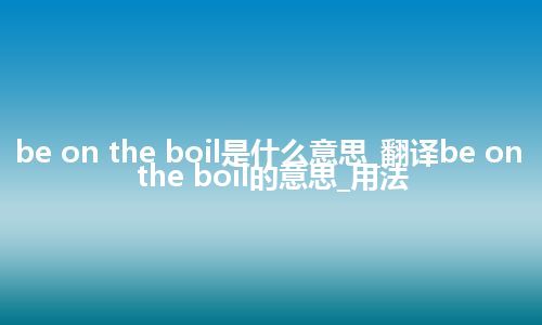 be on the boil是什么意思_翻译be on the boil的意思_用法