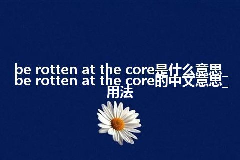be rotten at the core是什么意思_be rotten at the core的中文意思_用法