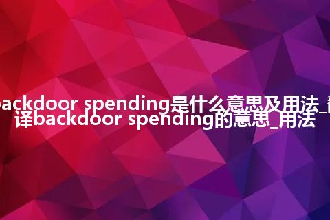 backdoor spending是什么意思及用法_翻译backdoor spending的意思_用法