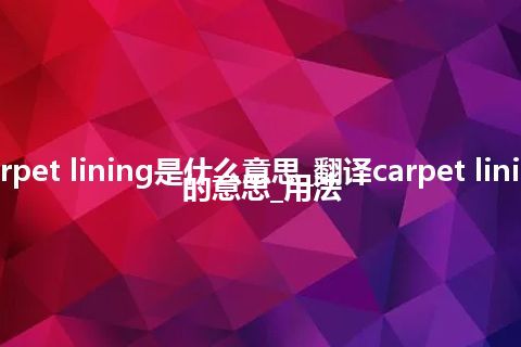 carpet lining是什么意思_翻译carpet lining的意思_用法