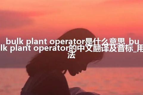 bulk plant operator是什么意思_bulk plant operator的中文翻译及音标_用法