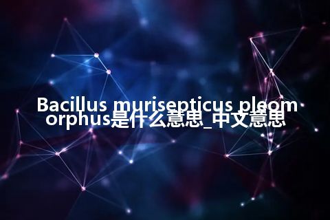 Bacillus murisepticus pleomorphus是什么意思_中文意思