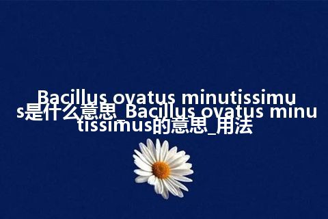 Bacillus ovatus minutissimus是什么意思_Bacillus ovatus minutissimus的意思_用法