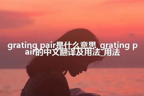 grating pair是什么意思_grating pair的中文翻译及用法_用法