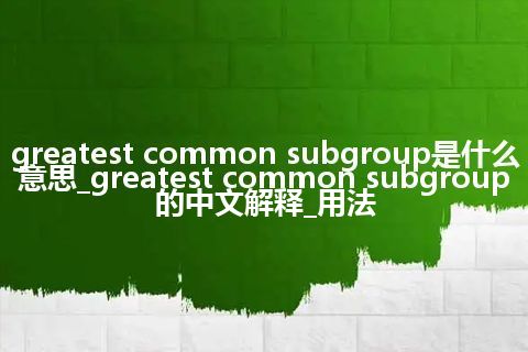 greatest common subgroup是什么意思_greatest common subgroup的中文解释_用法