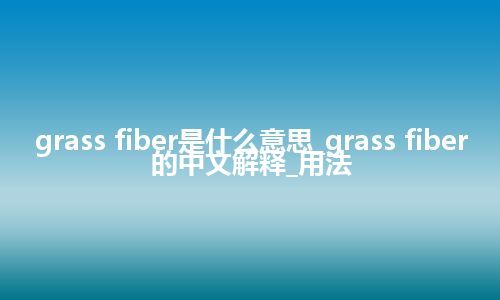 grass fiber是什么意思_grass fiber的中文解释_用法