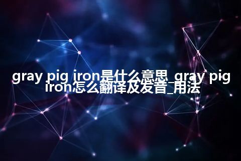 gray pig iron是什么意思_gray pig iron怎么翻译及发音_用法