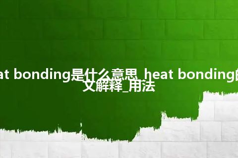 heat bonding是什么意思_heat bonding的中文解释_用法