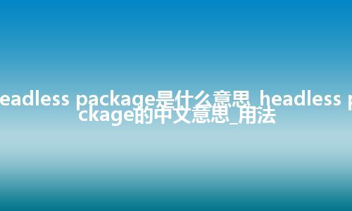 headless package是什么意思_headless package的中文意思_用法