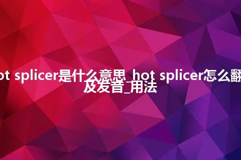 hot splicer是什么意思_hot splicer怎么翻译及发音_用法