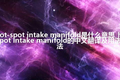 hot-spot intake manifold是什么意思_hot-spot intake manifold的中文翻译及用法_用法