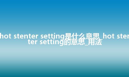 hot stenter setting是什么意思_hot stenter setting的意思_用法