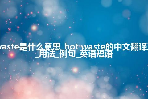 hot waste是什么意思_hot waste的中文翻译及音标_用法_例句_英语短语
