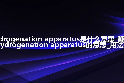 hydrogenation apparatus是什么意思_翻译hydrogenation apparatus的意思_用法
