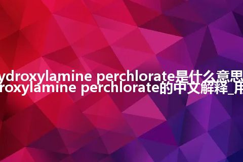 hydroxylamine perchlorate是什么意思_hydroxylamine perchlorate的中文解释_用法