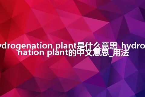 hydrogenation plant是什么意思_hydrogenation plant的中文意思_用法