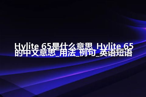 Hylite 65是什么意思_Hylite 65的中文意思_用法_例句_英语短语