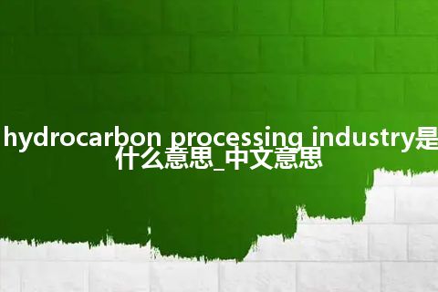 hydrocarbon processing industry是什么意思_中文意思