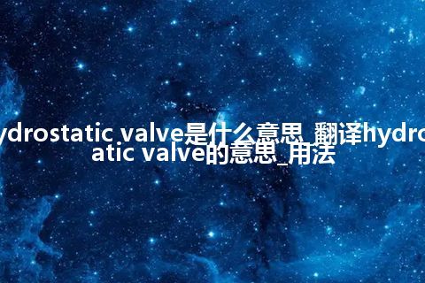 hydrostatic valve是什么意思_翻译hydrostatic valve的意思_用法
