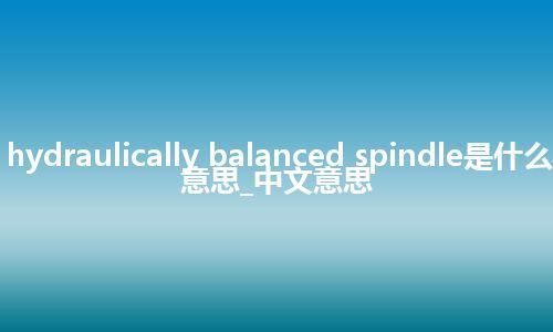 hydraulically balanced spindle是什么意思_中文意思