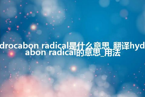 hydrocabon radical是什么意思_翻译hydrocabon radical的意思_用法