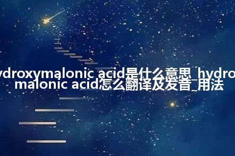 hydroxymalonic acid是什么意思_hydroxymalonic acid怎么翻译及发音_用法