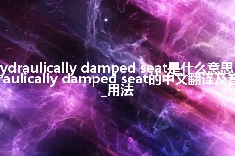 hydraulically damped seat是什么意思_hydraulically damped seat的中文翻译及音标_用法