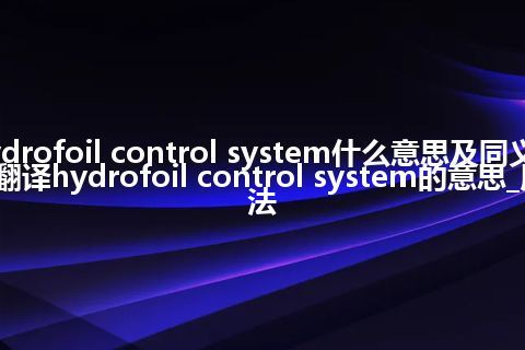 hydrofoil control system什么意思及同义词_翻译hydrofoil control system的意思_用法
