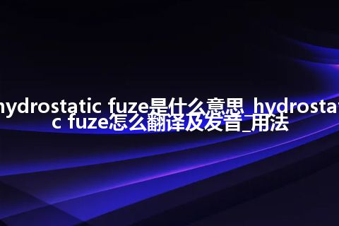 hydrostatic fuze是什么意思_hydrostatic fuze怎么翻译及发音_用法