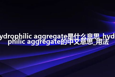 hydrophilic aggregate是什么意思_hydrophilic aggregate的中文意思_用法