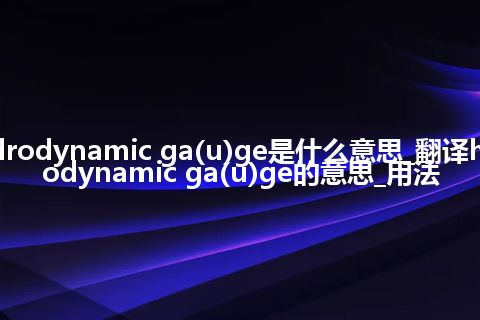 hydrodynamic ga(u)ge是什么意思_翻译hydrodynamic ga(u)ge的意思_用法