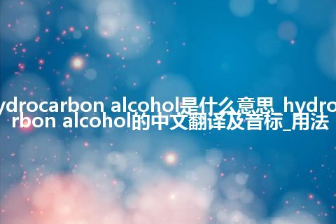 hydrocarbon alcohol是什么意思_hydrocarbon alcohol的中文翻译及音标_用法