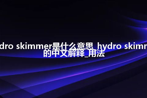 hydro skimmer是什么意思_hydro skimmer的中文解释_用法
