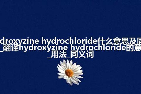 hydroxyzine hydrochloride什么意思及同义词_翻译hydroxyzine hydrochloride的意思_用法_同义词