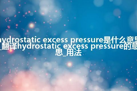 hydrostatic excess pressure是什么意思_翻译hydrostatic excess pressure的意思_用法