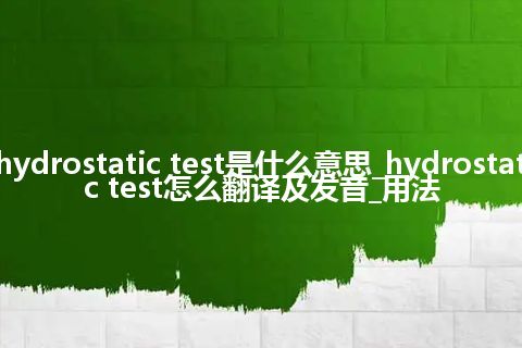 hydrostatic test是什么意思_hydrostatic test怎么翻译及发音_用法