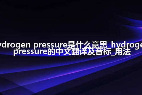 hydrogen pressure是什么意思_hydrogen pressure的中文翻译及音标_用法