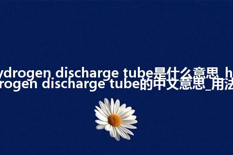 hydrogen discharge tube是什么意思_hydrogen discharge tube的中文意思_用法