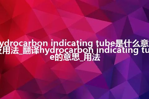 hydrocarbon indicating tube是什么意思及用法_翻译hydrocarbon indicating tube的意思_用法
