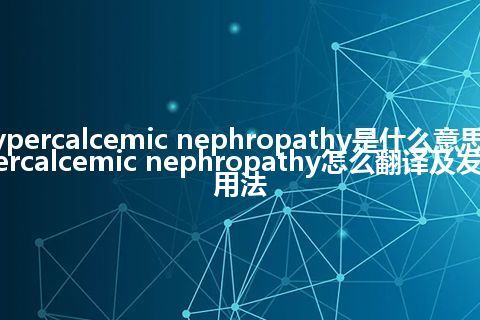 hypercalcemic nephropathy是什么意思_hypercalcemic nephropathy怎么翻译及发音_用法
