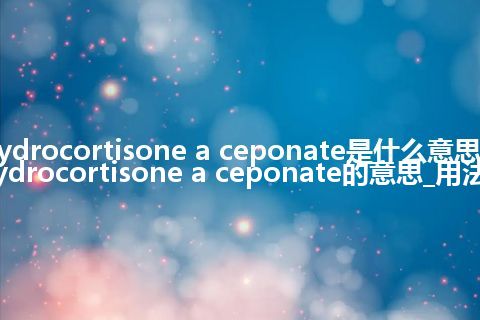 hydrocortisone a ceponate是什么意思_hydrocortisone a ceponate的意思_用法